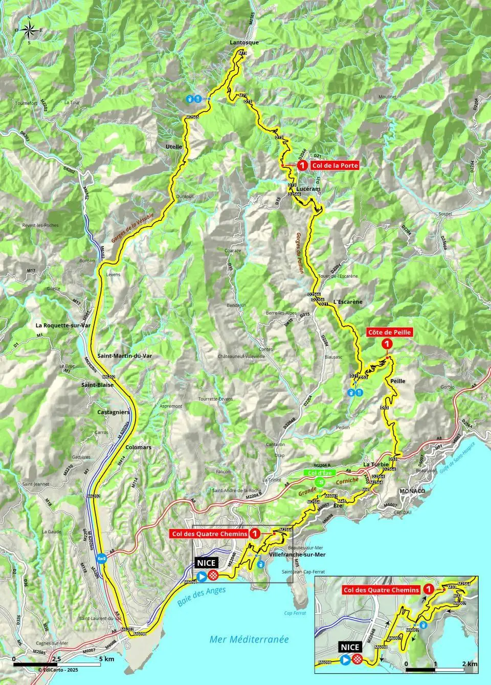 Karte Paris-Nizza 2025 Etappe 8
