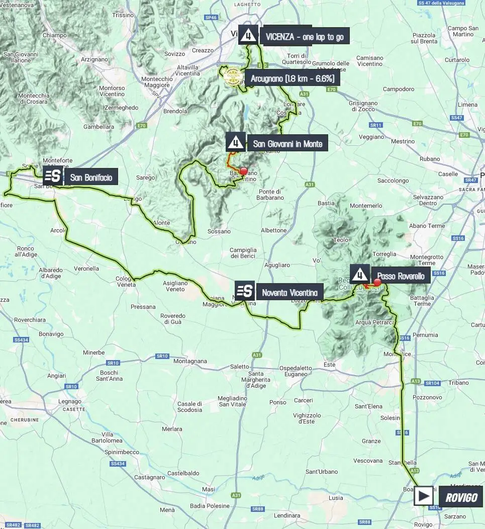 Karte Giro d'Italia 2025 Etappe 13