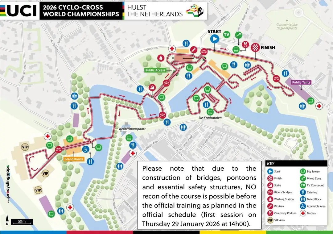 Streckenkarte der Cyclocross-Weltmeisterschaften 2026 in Hulst