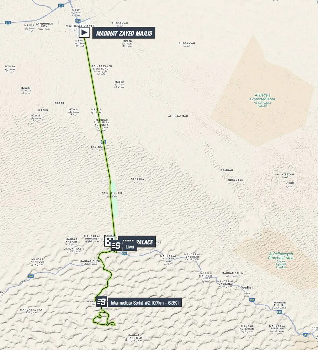 Karte der 1. Etappe der UAE Tour 2026