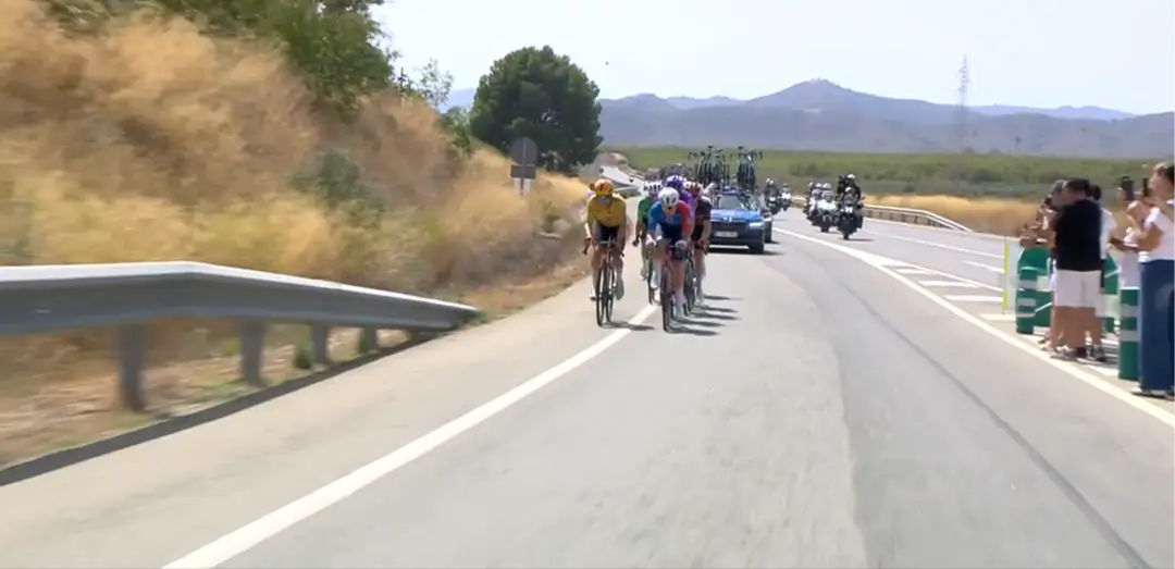 Enzo Paleni, Michael Gogl, Jasha Sütterlin, Fabian Weiss, Sinuhe Fernández, Iván Cobo und Fredrik Dversnes bildeten auf Etappe 10 der Vuelta a España die Ausreißergruppe des Tages.