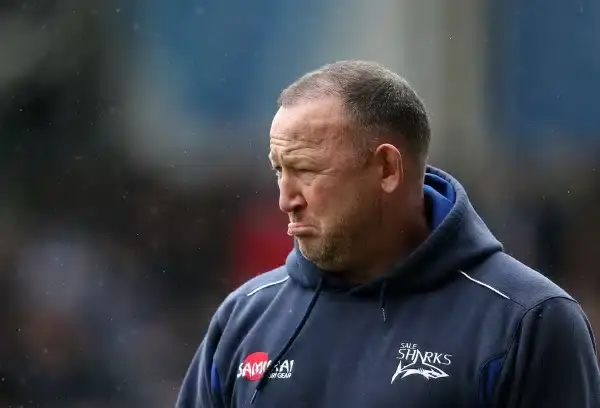 SALFORD, ENGLAND - MARCH 29: Sale Shark's Director of Rugby Steve Diamond looks on during the Aviva Premiership rugby match between Sale Sharks and Gloucester Rugby at AJ Bell Stadium on March 29, 2015 in Salford, England. (Photo by Jan Kruger/Getty Image