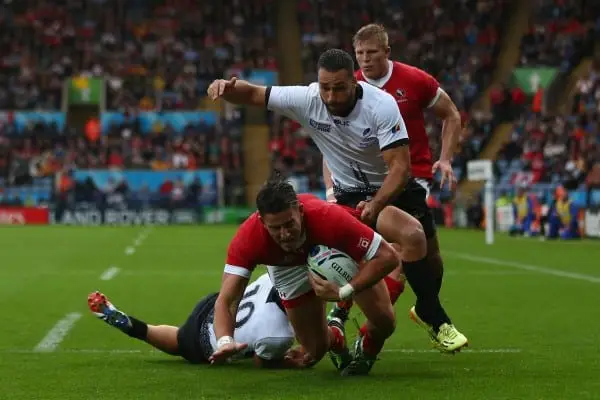 during the 2015 Rugby World Cup Pool D match between Canada and Romania at Leicester City Stadium on October 6, 2015 in Leicester, United Kingdom.