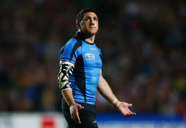 MILTON KEYNES, ENGLAND - OCTOBER 06: Agustin Ormaechea of Uruguay reacts as he is shown a red card and is sent off during the 2015 Rugby World Cup Pool A match between Fiji and Uruguay at Stadium mk on October 6, 2015 in Milton Keynes, United Kingdom. (Ph