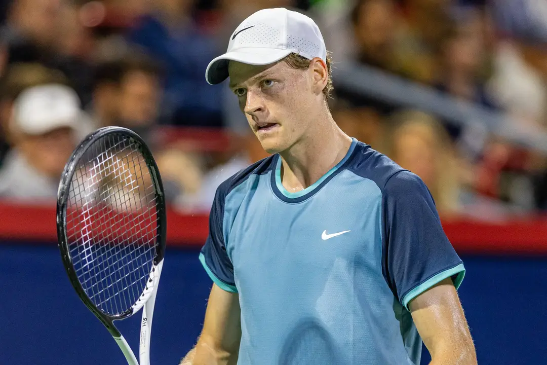 Jannik Sinner at the 2024 Canadian Open - he reached the quarterfinals and lost to Andrey Rublev.