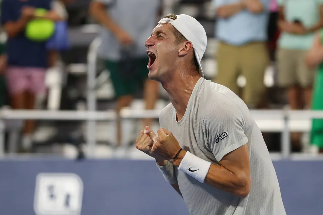 Atmane shouts enthusiastically after advancing to the Cincinnati Open semifinals