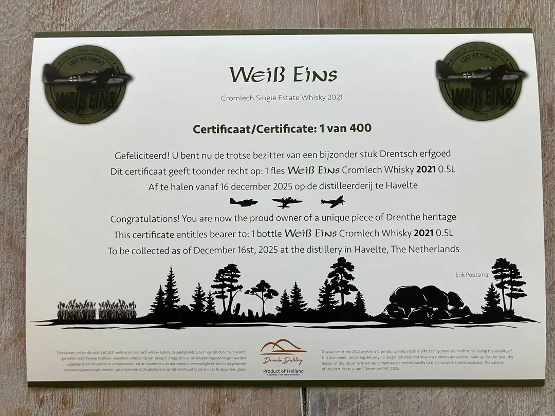 certificaat Drumlin Distillery