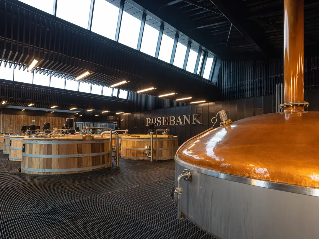 Interior view of the washtuns at Rosebank whisky distillery