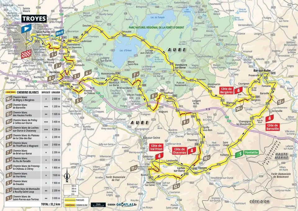 Kaart Tour de France 2024 etappe 9