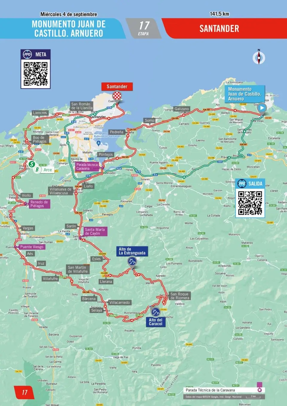 Kaart Vuelta a España 2024 etappe 17&nbsp;