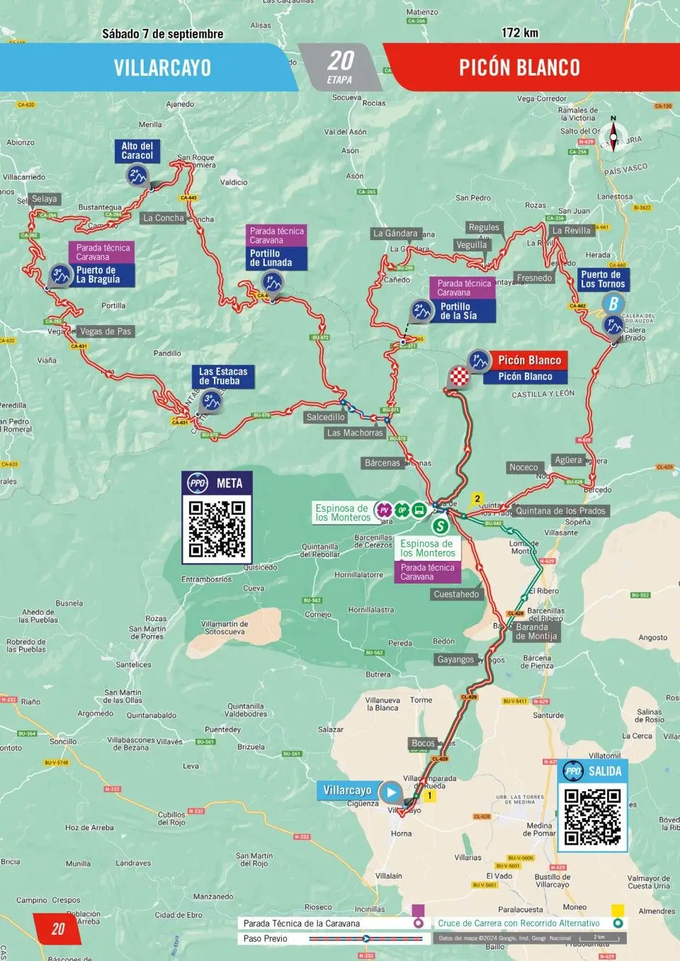 Kaart Vuelta a España 2024 etappe 20&nbsp;