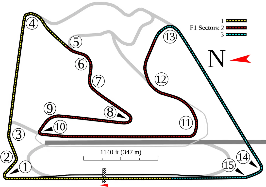 &nbsp;De layout van het circuit van Bahrein&nbsp;