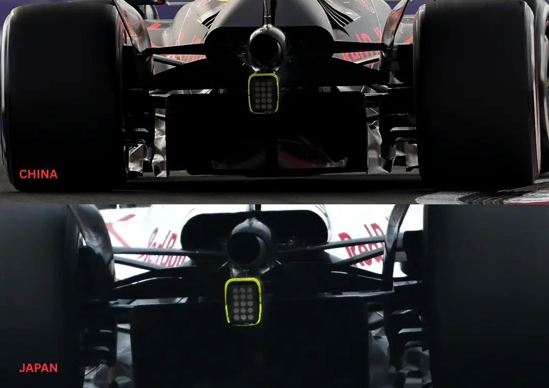 Een vergrote koeluitlaat voor de RB21 in Japan en een groter exit duct bij de remmen.
