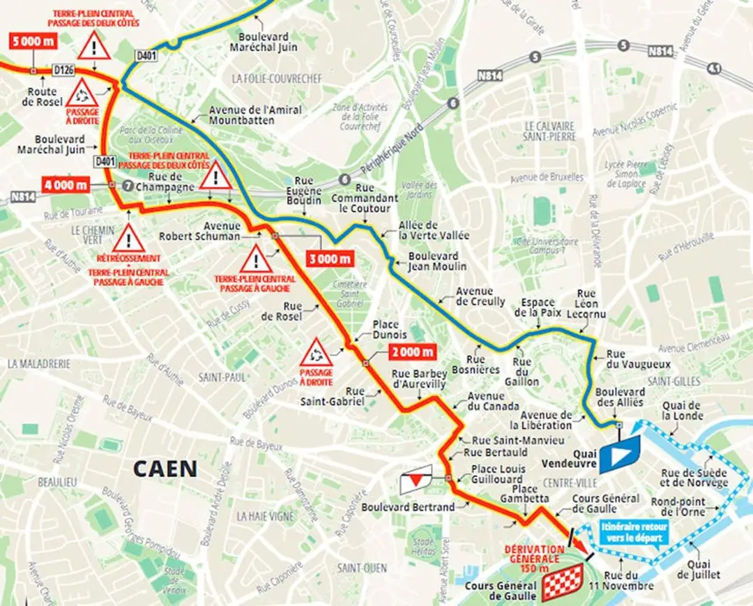 start finish caen etappe 5