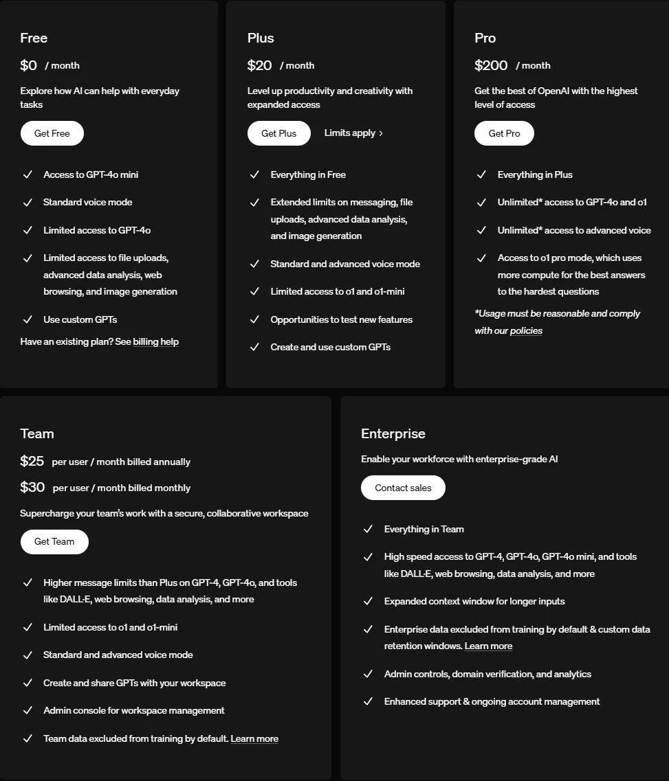 chatgpt pricing