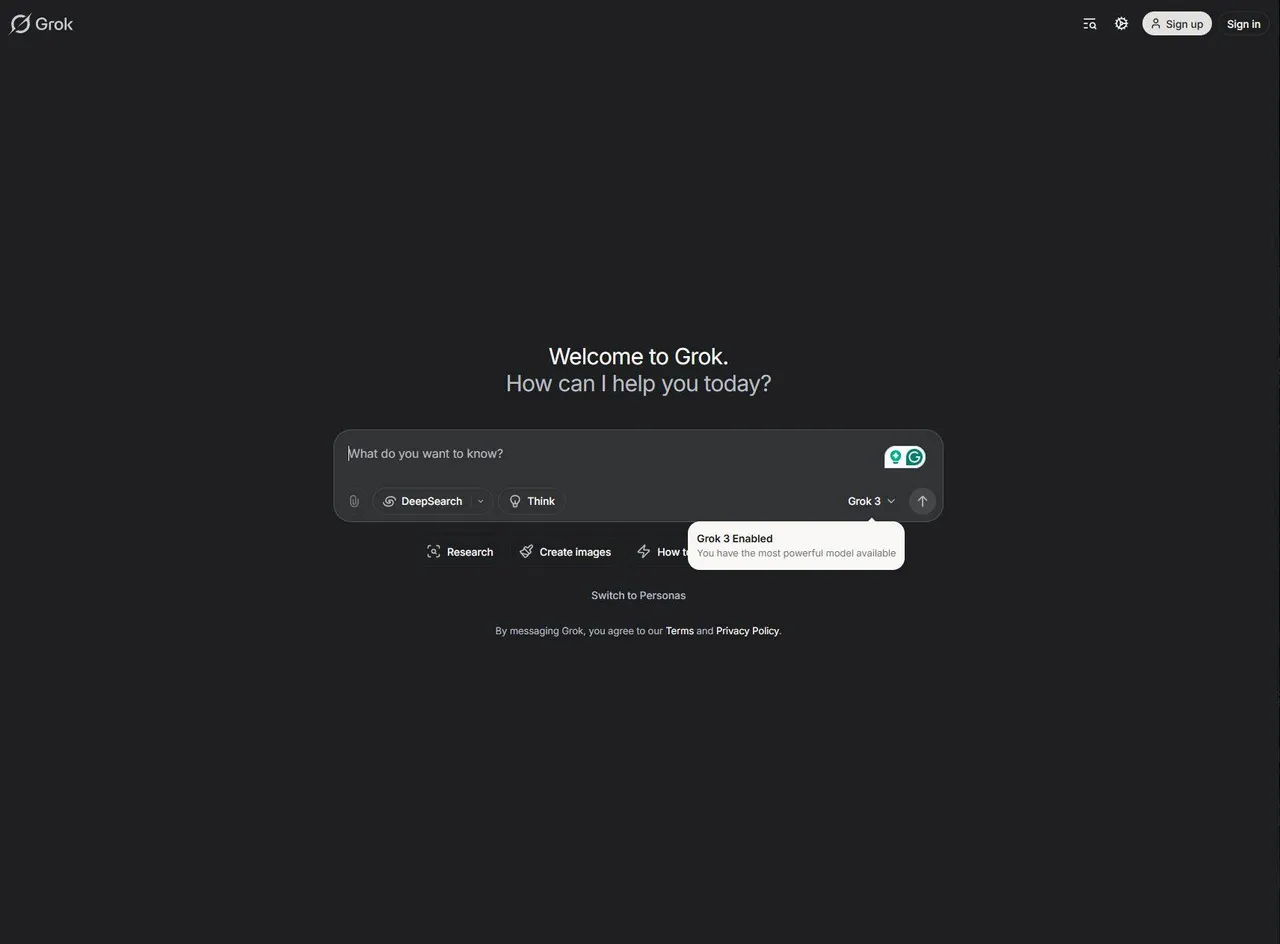 Grok 3 interface