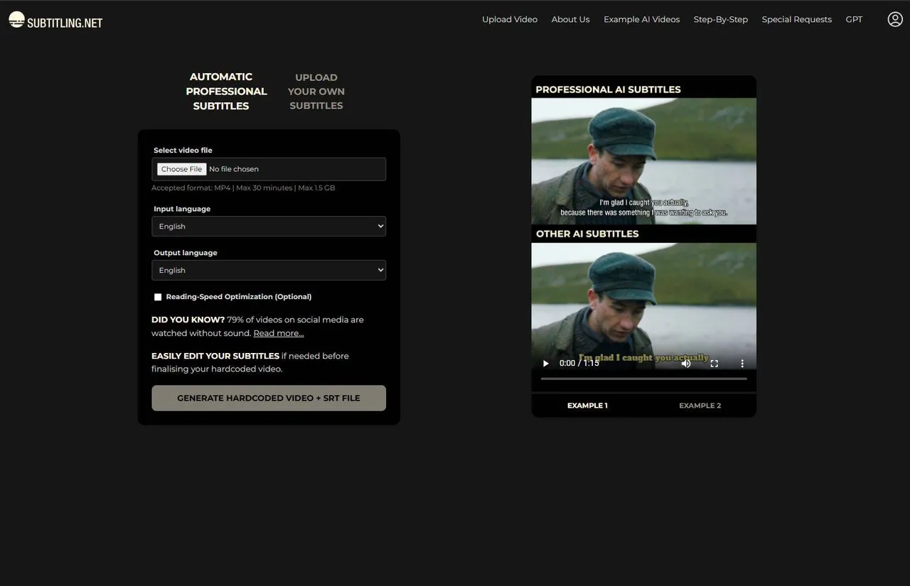 Subtitling.net AI interface