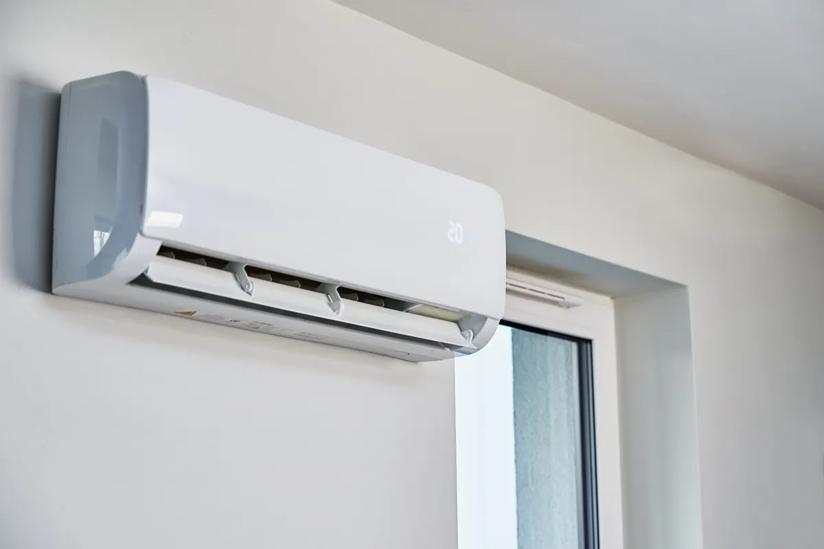 air conditioner hanging wall close up