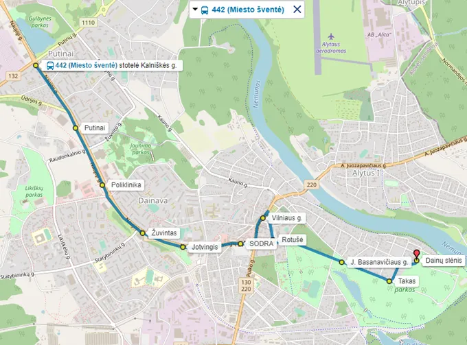 autobuso marsrutas nr 442 kalniskes g naujoji g rotuse dainu slenis