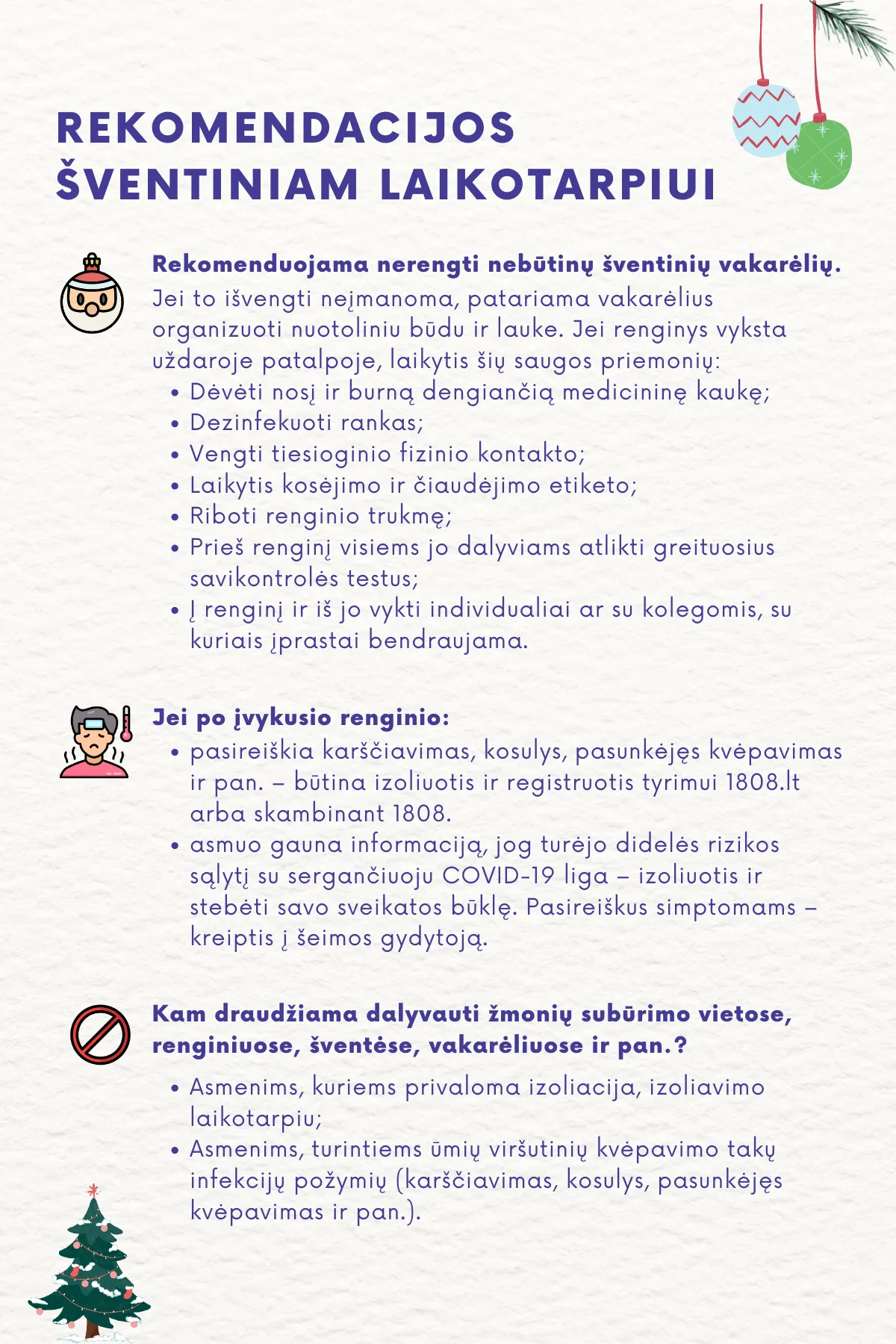 rekomendacijos sventiniam laikotarpiui 2
