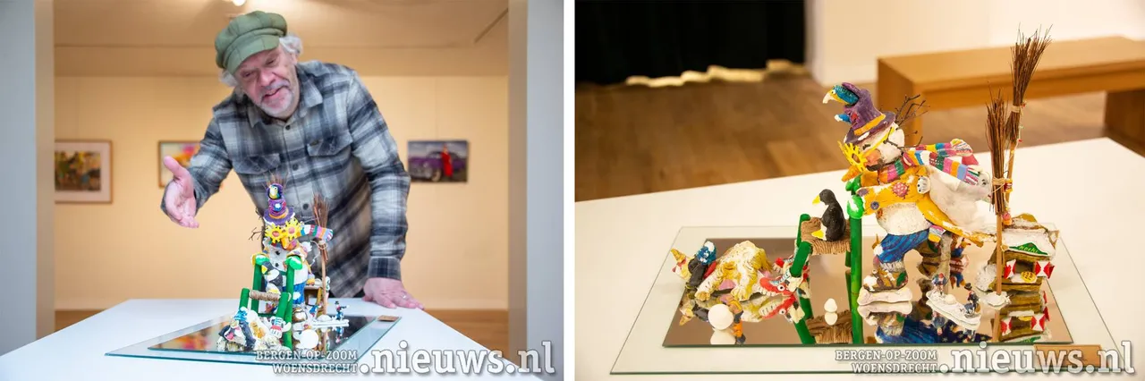 Eric Elich bij zijn maquette van een carnavalswagen ontwerp van een paar jaar geleden.