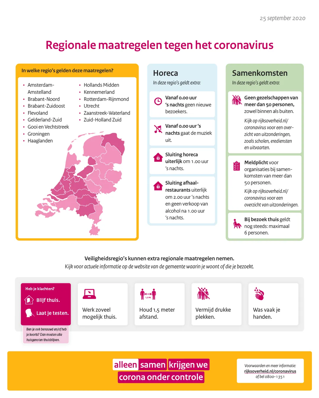 regionale maatregelen tegen het coronavirus
