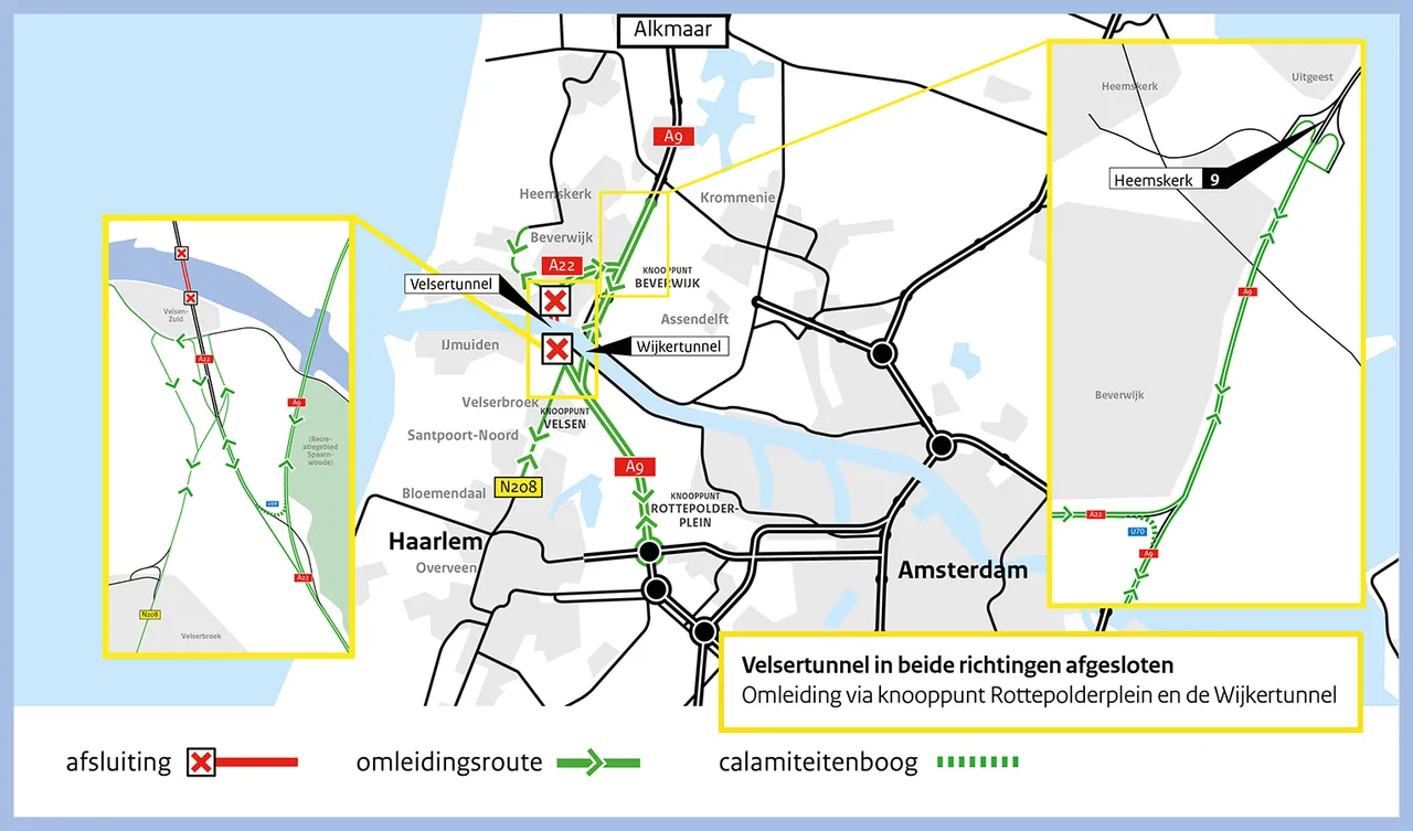 omleidingskaartje weekendafsluiting velsertunnel