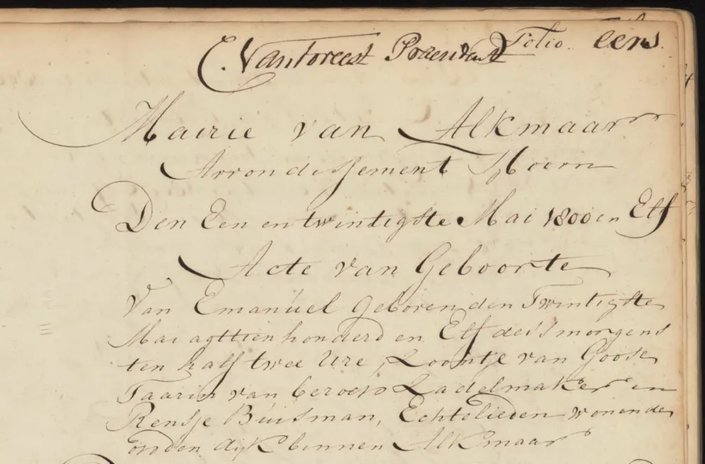 pb raa afb 1 oudste geboorteakte alkmaar