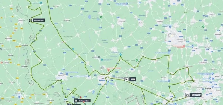 Mapa Gante-Wevelgem 2023