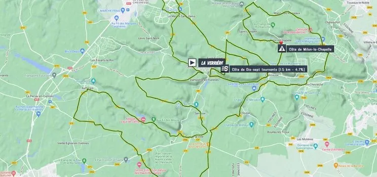 Mapa de la etapa 1 de la París-Niza