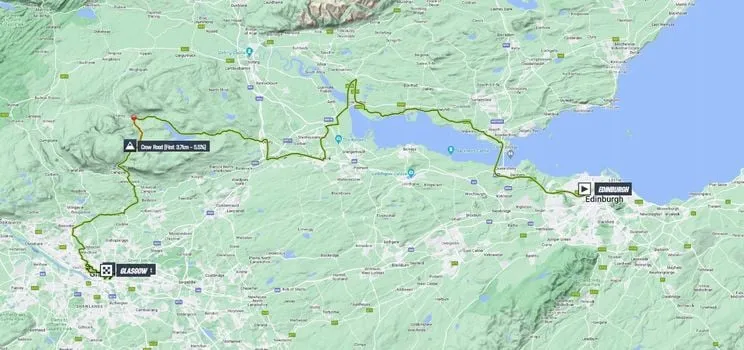 Mapa Mundial Glasgow 2023 Carrera en Ruta Élite Masculina