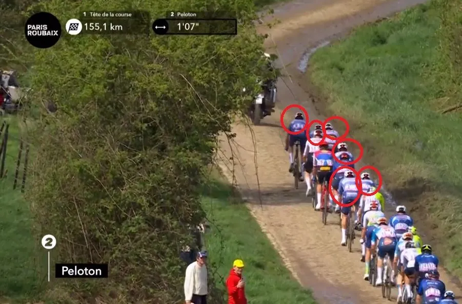 Alpecin-Deceuninck disputa el segundo sector de la carrera con 6 corredores en cabeza del pelotón