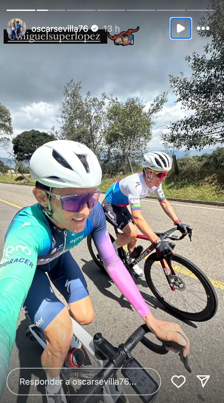 Óscar Sevilla, junto a Miguel Ángel López, entrenando en Colombia.&nbsp;