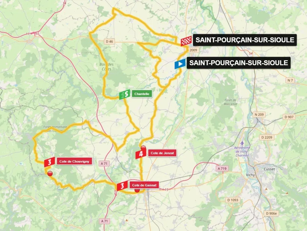 Mapa Critérium du Dauphiné 2024 etapa 1