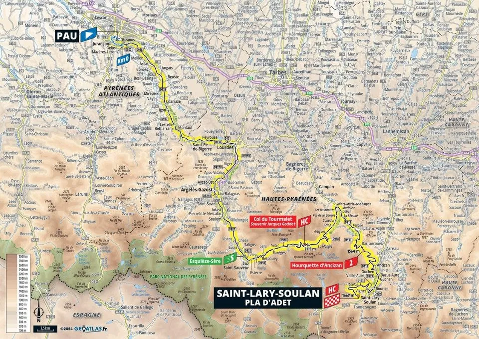 Mapa etapa 14 Tour de Francia 2024