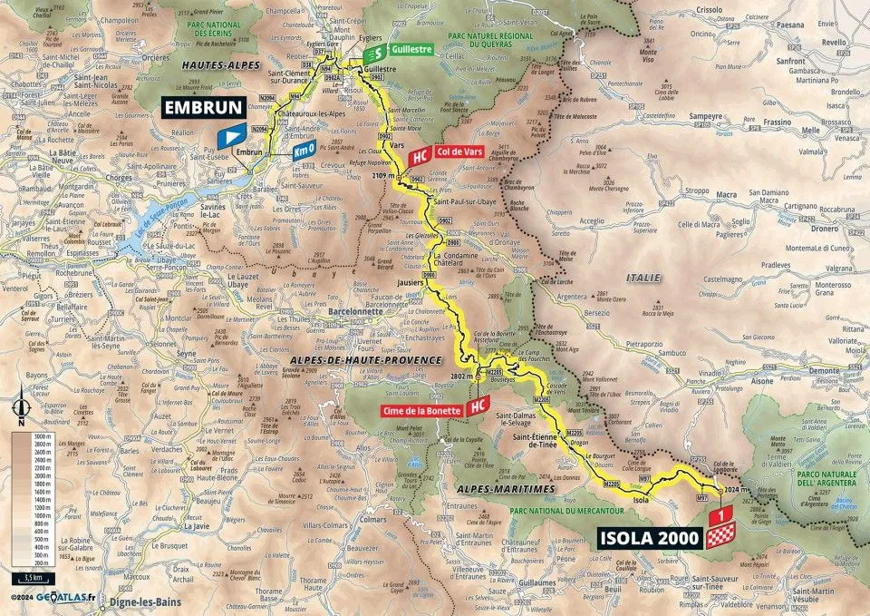 Mapa etapa 19 Tour de Francia 2024