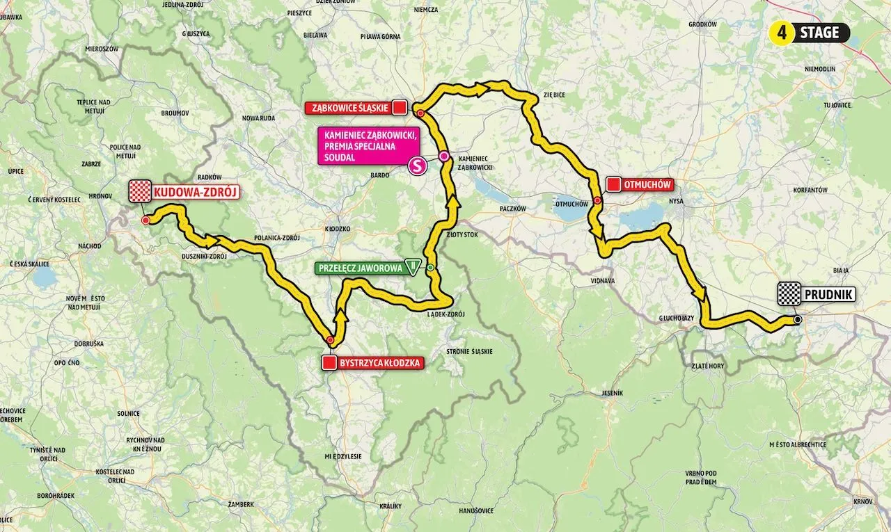 Mapa Tour de Pologne 2024 etapa 4&nbsp;