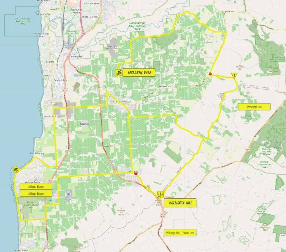 Mapa Tour Down Under 2025 etapa 5
