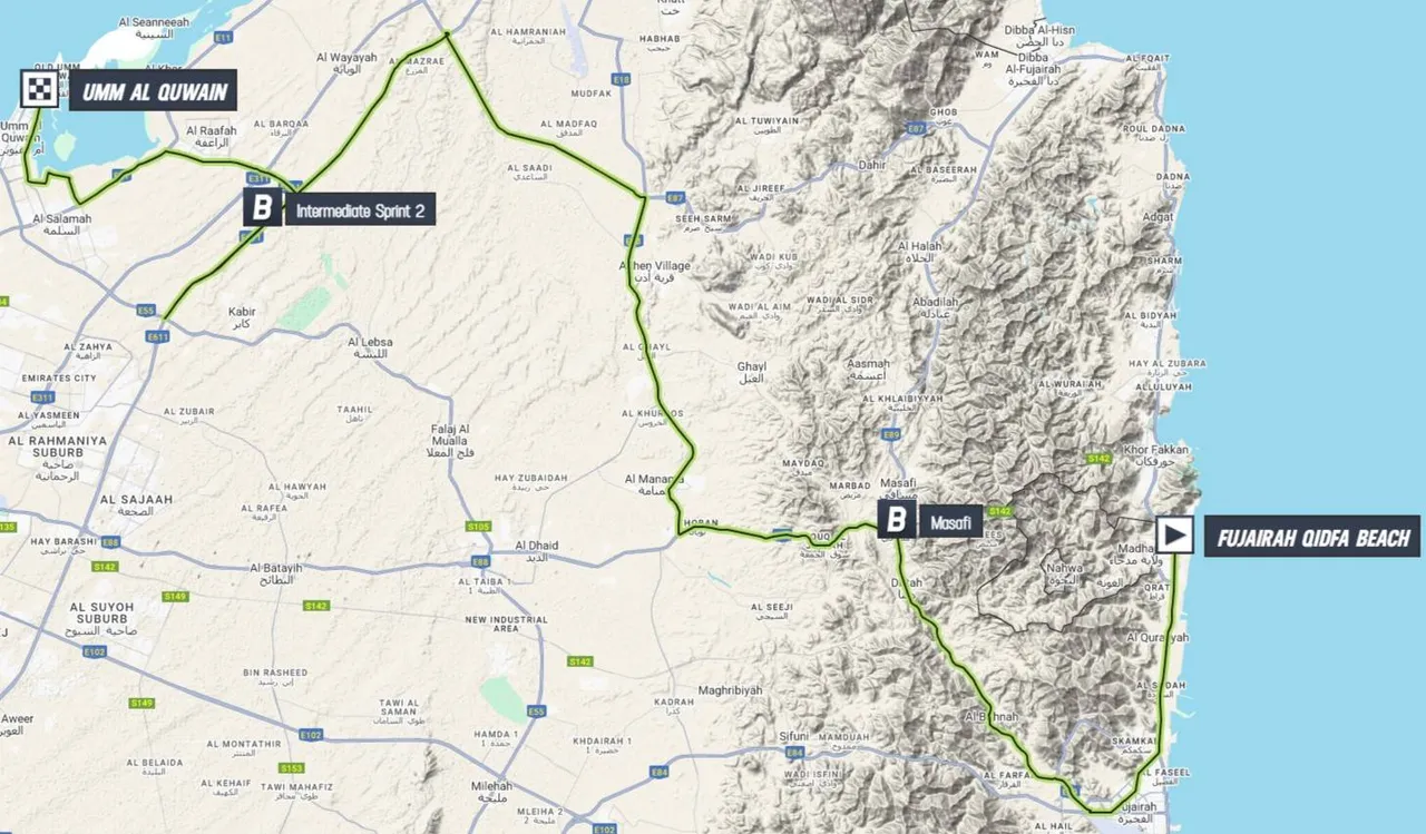Mapa UAE Tour 2025 etapa 4