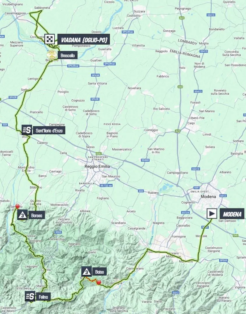 Mapa Giro de Italia 2025 etapa 12