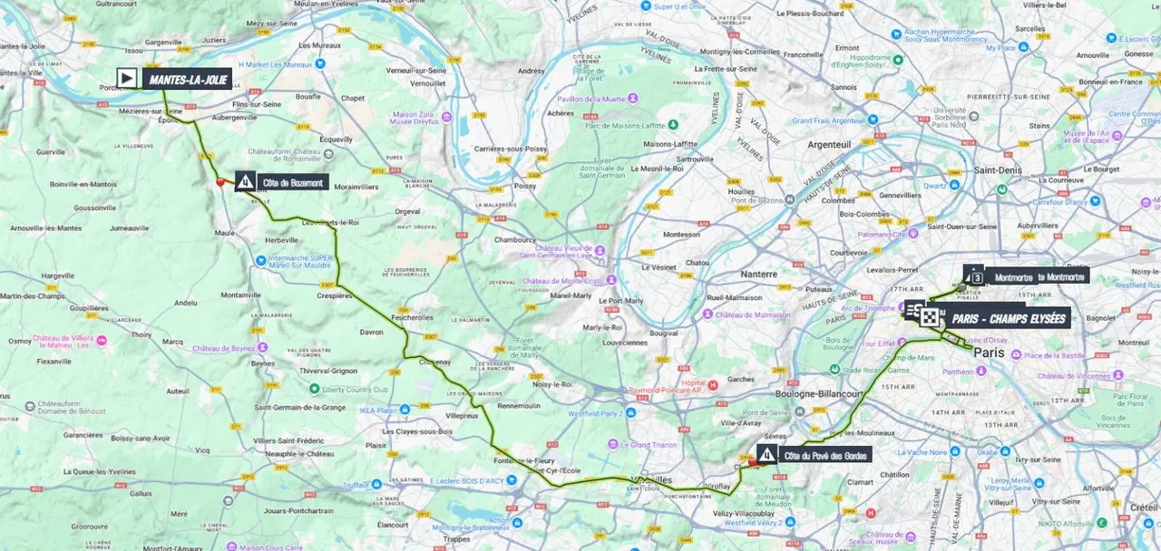 Mapa Tour de Francia 2025 etapa 21