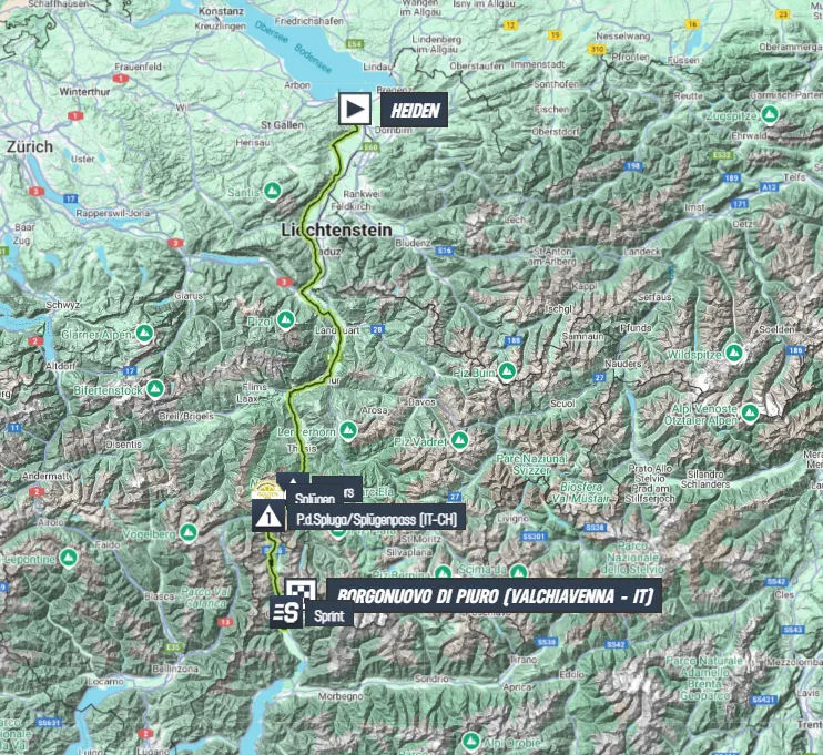 Mapa Vuelta a Suiza 2025 etapa 4
