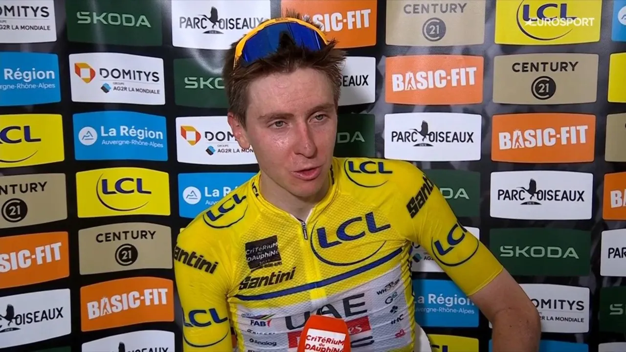 Tadej Pogacar, tras ganar la 7ª etapa del Critérium du Dauphiné 2025