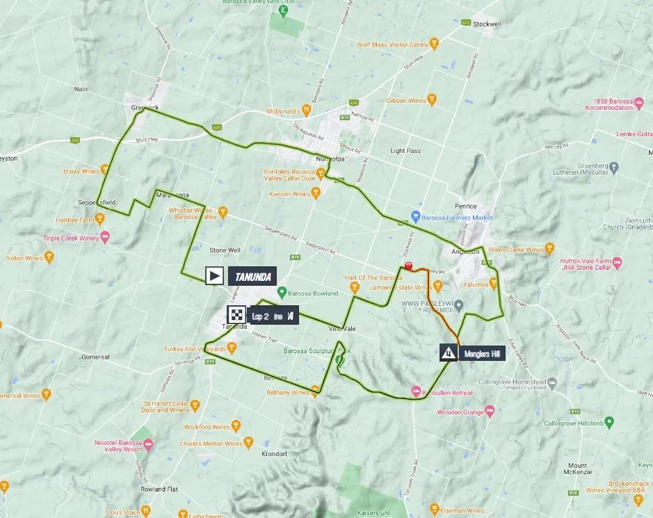 Tour Down Under stage 1 map
