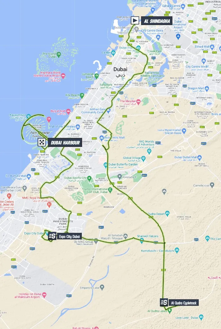 UAE Tour 2023 stage 4 map
