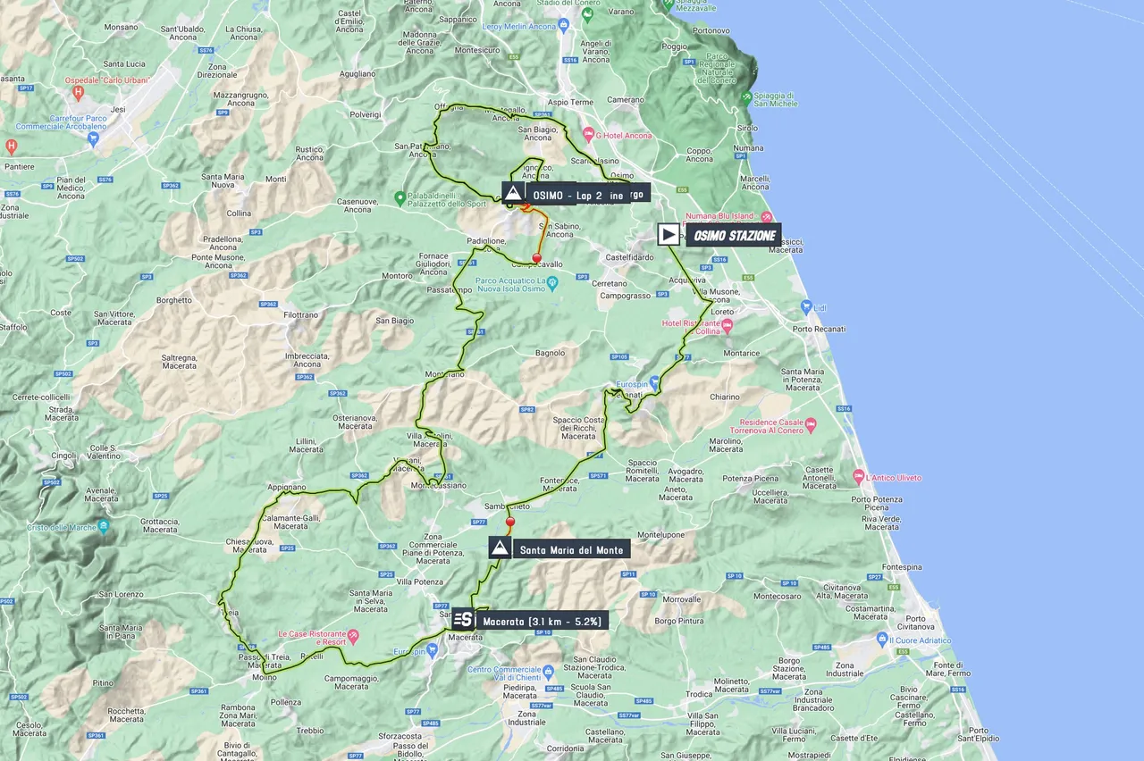 Tirreno-Adriatico stage 6 map