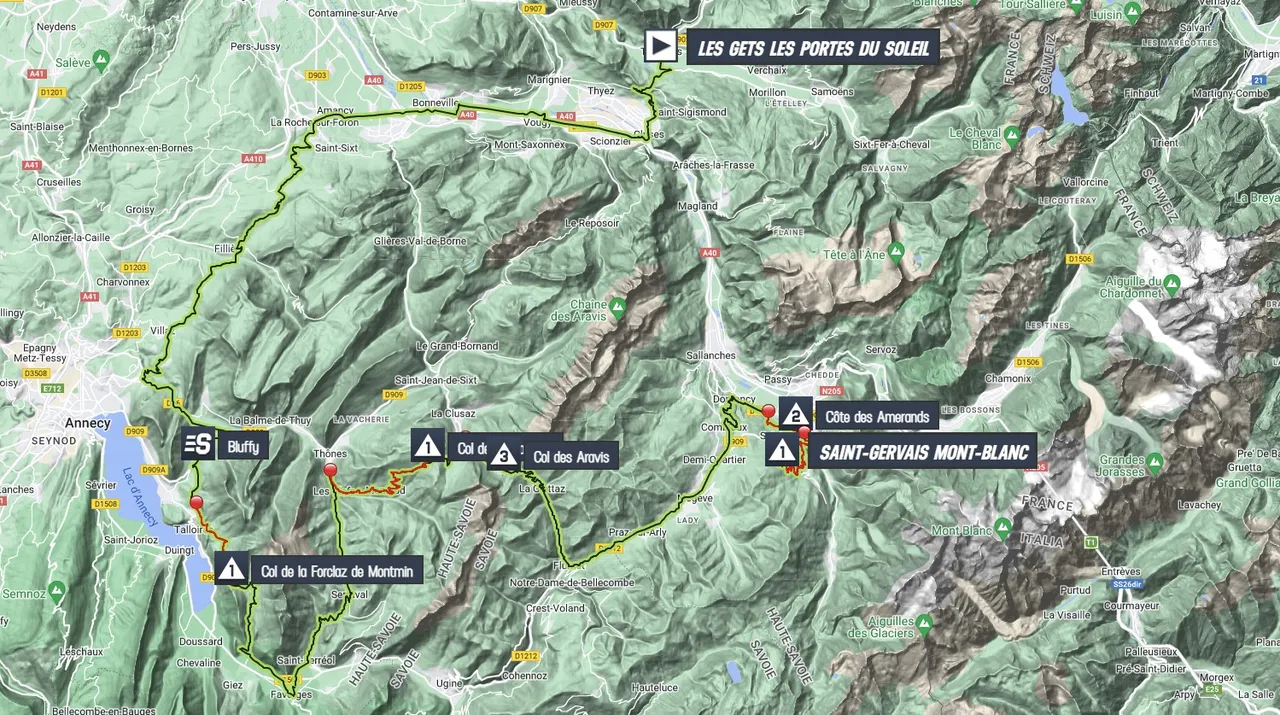Map Tour de France 2023 stage 15