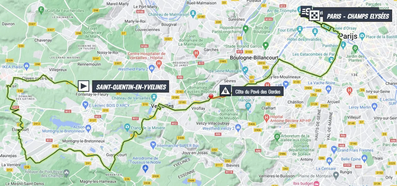 Map Tour de France 2023 stage 21
