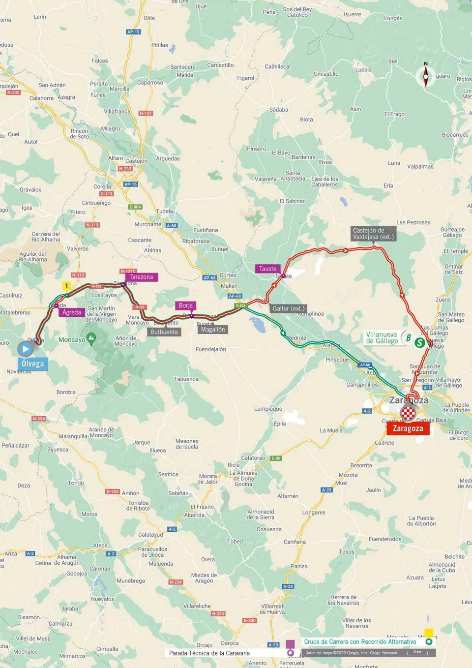 Mapa da etapa 12 da Vuelta a Espana 2023