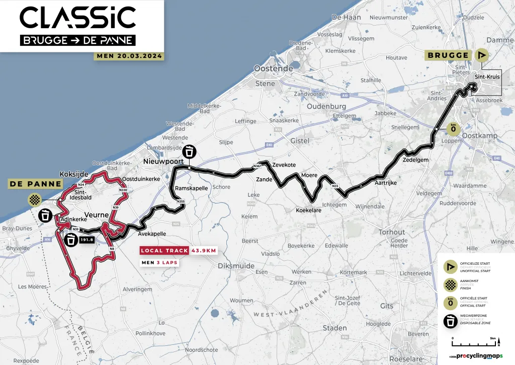 Map Classic Brugge-De Panne 2024